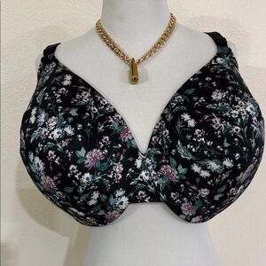 Cacique Black Floral Women's Bra Size 40H EUC